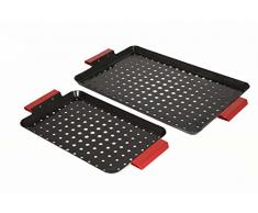 Charcoal Companion Porcelaine perforé 2PC Ensemble de Grille, Noir, 41.4 x 23.9 x 3 cm