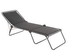 Lafuma Lit de soleil, Pliable, Dossier réglable, Système lacets, Siesta L, Polycoton matelassé, Couleur: Ardoise, LFM2291-8549