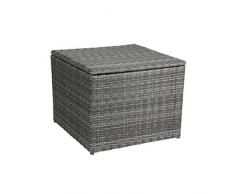 greemotion Coffre de jardin étanche Bari – coffre de jardin en résine tressée – malle de rangement extérieur gris anthracite – Coffre rangement extérieur design pour salon de jardin en résine tressée