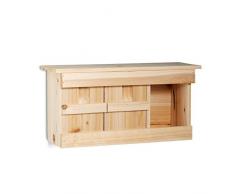 Relaxdays Nichoir à Moineau avec 3 Compartiments en Bois avec Portes HxlxP: 21, 5 x 43 x 14, 5 cm, Couleur Nature, 5 cm, 14,5 x 43 x 21