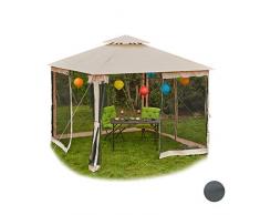 Relaxdays, beige Pavillon 3 x 3, pour jardin, Parois avec fermeture éclair, moustiquaire, tissu hydrofuge