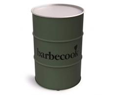 Barbecook Edson Barbecue au Charbon de Bois en Forme de Tonne Chromé Diamètre 47,5 cm Hauteur 89 cm Vert