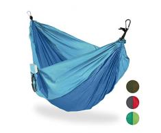 Relaxdays Hamac XXL extérieur Camping 2 Personnes Extra léger Jardin Charge 200 kg, lxP 152x255: 152 x 255 cm, Bleu