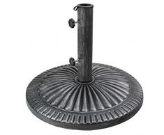 CROSS OUTDOOR 05836 - Pied Parasol Imitaton Fonte - En Aluminium Noir - 15 Kg