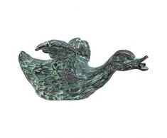 Design Toscano SU1016 Statuette de Jardin en Bronze Coulé le Canard Glissant sur lEtang Lindell Pond, Vert-de-Gris, 29 x 19 x 12.5 cm