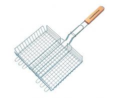 Campingaz Grille pour Barbecue Rectangulaire Double Ajustable en Hauteur Manche en Bois 29 x 23 cm