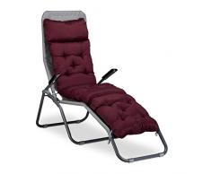 Relaxdays Matelas coussin de chaise longue de jardin fauteuil terrasse balcon plage HxlxP: 180 x 44 x 11 cm, rouge
