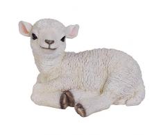 Dehner Dekofigur Lamm sitzend, ca. 36.5 x 27 x 24.5 cm, Polyresin, weiß/Beige Figurine, Blanc