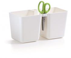 ZANVIC Pot pour 2 aromatiques, Twins Cube 245 avec Ciseaux, Blanc, 11 x 12 x 25 cm, za418