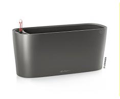 LECHUZA Premiuim Delta 10, Large, darrosage automatique Plante dintérieur Pot de fleurs et plantes Rebord de fenêtre Jardinière, Charcoal metallic, 20