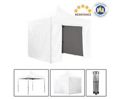 GREADEN Barnum Pliante 3x3m 50mm en Aluminium Premium Pro 520Gr/m2 Etanche avec Pack 4 Murs Amovibles Blanche Tente de Réception Qualité