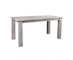 STRANDGUT07 - Table en teck 150 x 75 x 75 cm environ, table de jardin, lavis gris