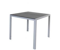 Chicreat - Table en aluminium avec plateau en polywood, Argenté et noir, 90 x 90 x 75 cm