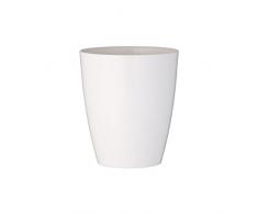 greemotion Pot à orchidée rond 11cm Ornella blanc - Pot à fleurs élégant en plastique pour l’intérieur - Petit pot de fleurs zen aux lignes modernes