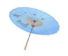 Sourcingmap Parasol de Danse Chinoise en Bambou Motif Fleur de Prunier Bleu Maya