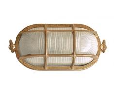 NB LIGHTING-APPLIQUE EN LAITON OVALE, GEA ART 13AF, DIFFUSER EN VERRE SATINE DOUILLE EN PORCELAINE E27 MAX.75W 22 x 11 x 12cm