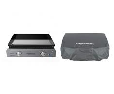 Campingaz Plancha Gaz BF L, 2 Brûleurs en Acier, Puissance 6 kW + Campingaz Housse pour Plancha, Couverture de Protecion Barbecue, Bache, L 66 x L 51 x H 21