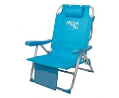 AKTIVE 53983 Chaise Pliante en Aluminium 5 Positions Polyester avec Sangles Sac à Dos 64 x 63 x 82 cm