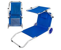 AKTIVE 62610 Chaise Longue Pliante en Aluminium avec roulettes 117 x 67 x 14/60 cm