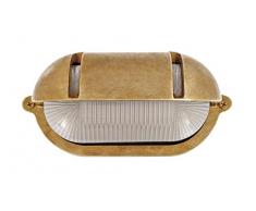 NB LIGHTING-APPLIQUE EN LAITON OVALE, GEA ART 12SF, DIFFUSER EN VERRE SATINE DOUILLE EN PORCELAINE E27 MAX.60W 20 x 9,8 x 11cm