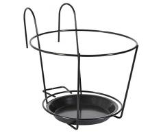 Verdemax 9708 Pot de Fleurs Rond pour Balcon Noir 22 cm