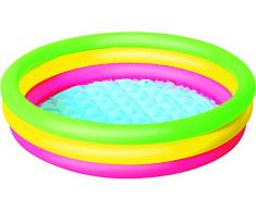 Bestway 51104 Piscine gonflable pataugeoire ronde Arc en Ciel 3 boudins 102 x 25 cm