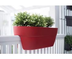 EDA Plastiques Jardinière Cavalière Cancun, Rouge Rubis