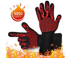 XCT GROUP Paire de Gants de Barbecue résistants à la Chaleur pour Barbecue jusquà 500 °C Extra Long 13,5 Pouces pour BBQ, Cuisines, pâtisseries et Soudure (Rouge)