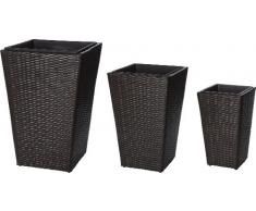 Gartenfreude Pot de Fleurs en résine tressée avec Insert en Plastique pour lintérieur et lextérieur, de Couleur Marron Bicolore 46 x 46 x 45 cm, 37 x 37 x 37 cm, 28 x 28 x 30 cm