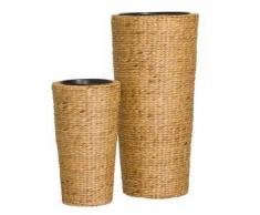 Siena Garden 831358 Java 2 pièces Ensemble de pot de fleurs Fish Bone Tissage rond jacinthe deau