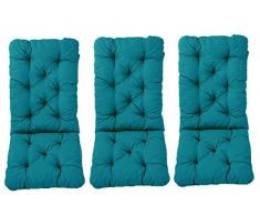 Ambient home Lot de 3 Coussins pour Fauteuil de jardin HANKO MAXI Bleu 120 x 50 x 8 cm 90581