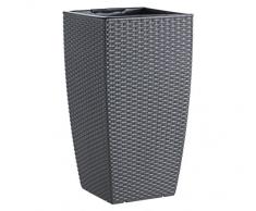 Dehner Living Pot de Fleurs en Plastique Apparence rotin Granit 30 x 30 cm