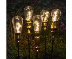 Noma Ampoule solaire métallique moderne à piquet 80 cm