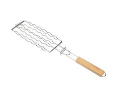 Bruzzzler Spatule à saucisses pour barbecue, spatule à saucisses avec manche en bois, spatule pour barbecue, spatule pour 6 saucisses fines, poignée en bois, accessoire pour barbecue