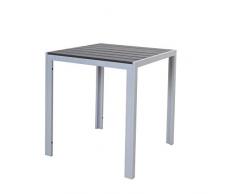 Chicreat - Table en aluminium avec plateau en polywood, Argenté et noir, 70 x 70 x 75 cm