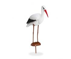 Relaxdays Statuette de Jardin en Forme de Cigogne Blanc/Rouge 80 x 22 x 64 cm