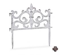Relaxdays, Blanc Bordure Fonte de Fer, clôture Jardin en métal Piquet Plate-Bande antiquités, HxL: 27 x 27 cm