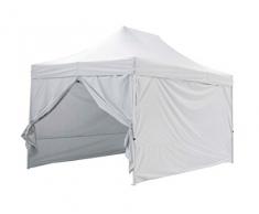 Tente Pliante Blanche + Pack Côtés 3x4,5m Premium Light Tube 32mm en Acier Bâche 220g/m² Enduit PVC 100% ÉTANCHE Barnum Pliante + Sac de Transport