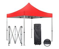 GREADEN Barnum Pliante 3x3m 50mm en Aluminium Premium Pro 520Gr/m2 étanche Rouge Tente de Réception Qualité