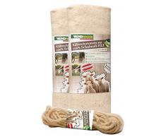 Windhager Wintervlies Lot de 2 Tapis en Feutre de Mouton 0,5 x 2 m avec Fil de Laine de Mouton Blanc