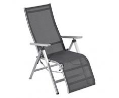 Dehner Fauteuil Relax Macon, env. 112 x 76,5 x 60 cm, Aluminium/textilène, Noir/Argent