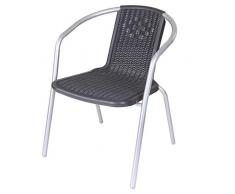 Ldk Garden Chaise de Jardin empilable en Acier, Gris, Noir, 75,0 x 57,0 x 55,0 cm