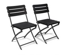 Vanage - Chaises de Jardin - Lot de 2 - Chaises pliantes de haute qualité avec Effets bois - Dossier haut - Ultra confortable et Design intemporel !