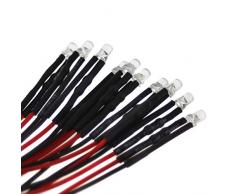 10 LED de 3 mm, 12 V, câble de raccordement et résistance intégrée. vert