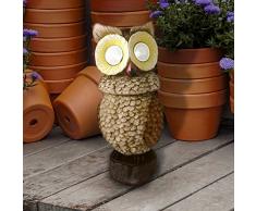 GardenKraft 13780 Luminaire de jardin en forme de hibou alimenté à l’énergie solaire | Tête rotative à 180° | Yeux LED blanc brillant | Allumage automatique | Résistant aux intempéries |32cm x 14cm