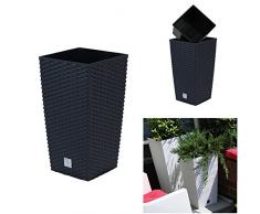 Prosper Plast Drts200-s433 20 x 20 x 37.6 cm Rato Square Pot à Fleurs Anthracite (12 pièces)