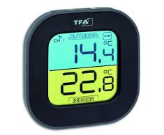 TFA-Dostmann Fun Thermomètre avec capteur dextérieur/intérieur sans Fil numérique et flèches de Tendance Noir