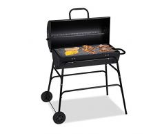 Relaxdays Barbecue au Charbon de Bois XXL avec Couvercle et aération réglable Noir 96,5 x 103 x 64,5 cm