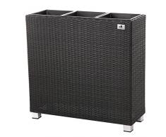 Gartenfreude Pot à Fleurs en résine tressée avec Trois Compartiments en Plastique et Pieds en Aluminium pour lintérieur et lextérieur, de Couleur Anthracite 76 x 26 x 73 cm (LxPxH)