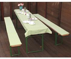 beo Tente auflagen avec Nappe à Carreaux Coussin pour Banc, Env. 220 x 25 x 2,5 cm et 240 x 70 cm Vert/Blanc/Multicolore